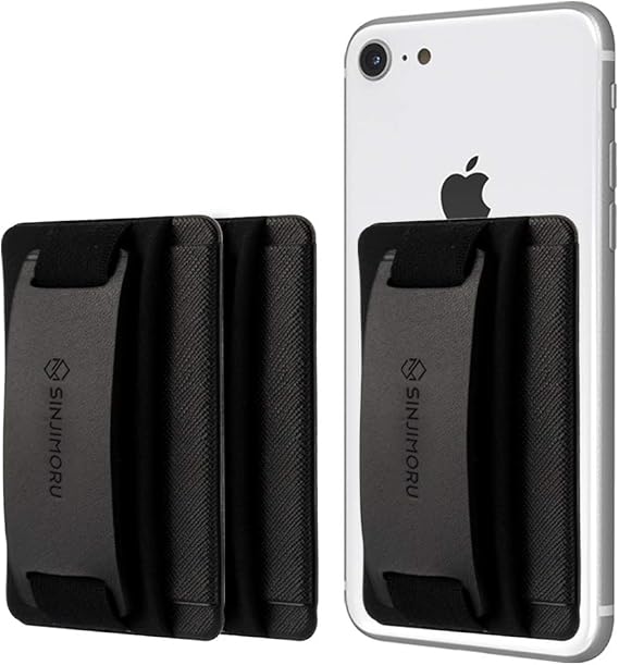 Sinjimoru Phone Grip Card Holder with Phone Stand, Black 3 Pack
