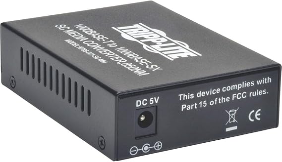 Tripp Lite Network Copper RJ45 Ethernet to Fiber SC Duplex Multimode Cable Extender Converter, 850nm Wavelength, Power Over Ethernet+, Gigabit, Extend 1800 Ft / 550 M, (N785-001-SC-MM)