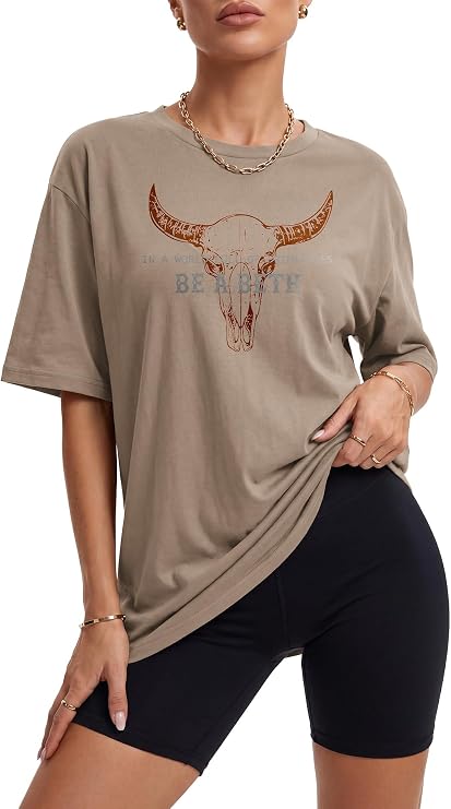 Oversized Tshirts for Women Flower Graphic Tees Short Sleeve Shirts 2025 Summer Casual Loose Fit Beach Tops