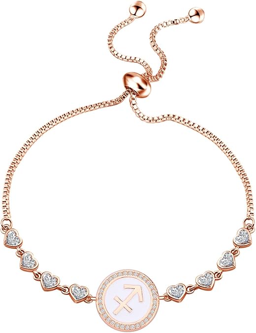 TGBJE Rose Gold Zodiac Sign Adjustable Bracelet Birthday Gift for Women Girls Zodiac Bracelet 12 Constellation Bracelet