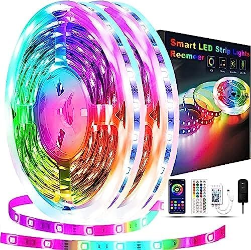 smareal Led Lights for Bedroom 100ft 2 Rolls of 50ft,Led Lights Color Changing Led Strip Lights with App Control, Led Light Strips for Room, Kitchen, Home Decoration