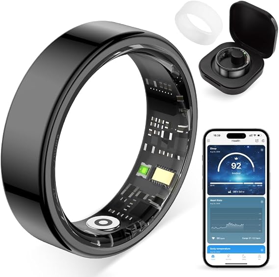 Smart Ring for Women, Health Tracker & 5ATM, COLMI R02. (Black, 8#)
