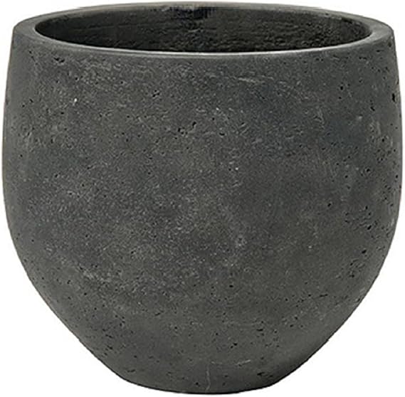 Petite Black washed 6"H x 7" Flower Pot - Elegant Round Coral Planter, By Pottery Pots