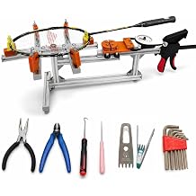 Badminton Racket Stringing Machine with Tool Kit, Aluminum Alloy Tabletop Frame Threading Machine, 20-32LB Manual Tensioner, 6 Point Mounting System for Home, Students, Clubs & Hobby Use