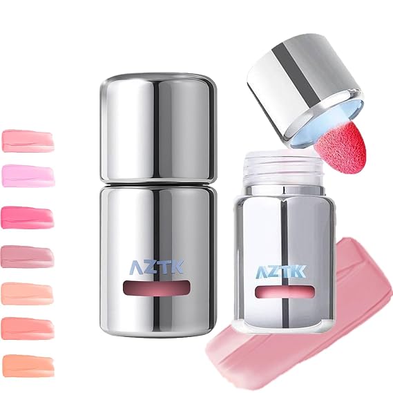 Aztk Liquid Blush, Aztk Jelly Color Liquid Blushes, Blush for Cheeks, Blushes Lotion with Sponge Head, High-Pigment, Long-Lasting, Waterproof, Matte Finish, 5ml (JC04)