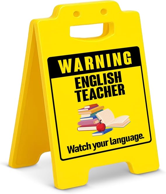 Funny English Teacher Office Decor Sign Watch Your Language Warning Sign for Classroom Office Decorations English Teacher Gifts