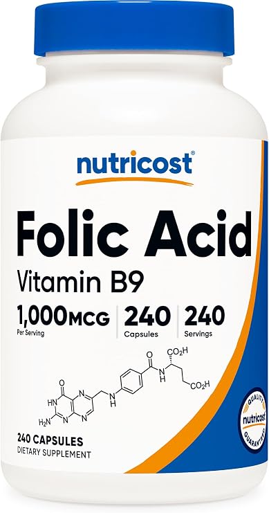 Nutricost Folic Acid (Vitamin B9) 1000 mcg, 240 Capsules
