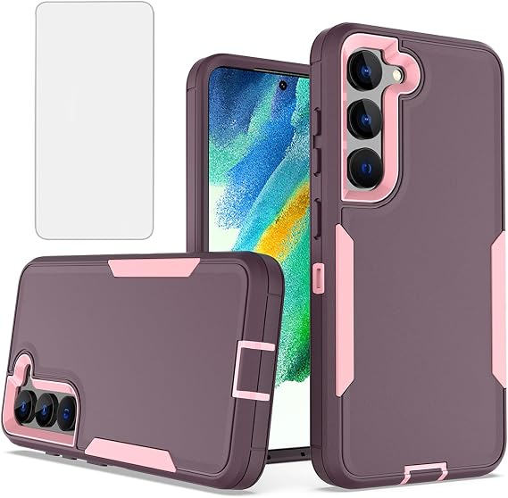Case for Galaxy S23 Plus Case, Samsung S23+ SM-S916U Case with Screen Protector, Magnetic Car Mount Support Full Body Shockproof Silicone Protective Cover for Samsung Galaxy S23+ Purple/Pink