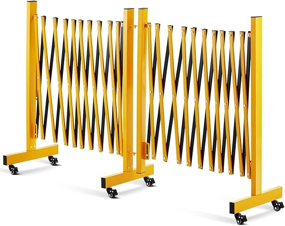 Expandable Metal Barricade, 6FT Adjustable Safety Barrier with Wheels, Folding Traffic Fence for Crowd Control, Portable & Heavy-Duty Construction Gate (Lockable Casters, Easy Storage)