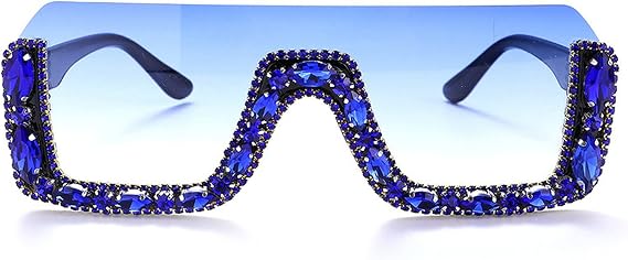 Oversized Fashion Square Sunglasses for Women Rectangle Shades Sun Glasses Bling Diamond Eyeglasses Uv400