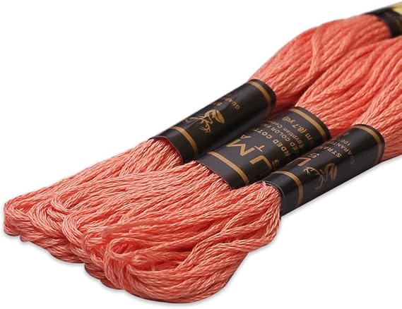 Pack of 3 Premium Embroidery Thread | 100% Egyptian Cotton Premium Skeins | Cross Stitch Embroidery Floss | Oeko TEX Certified Stranded Cotton (Apricot 328)