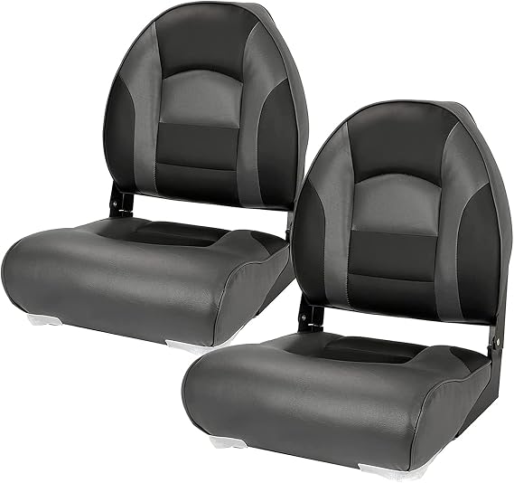 Premium Marine A Pair of High Back Folding Boat Seat, Fishing Marine Seats with Stainless Steel Screws