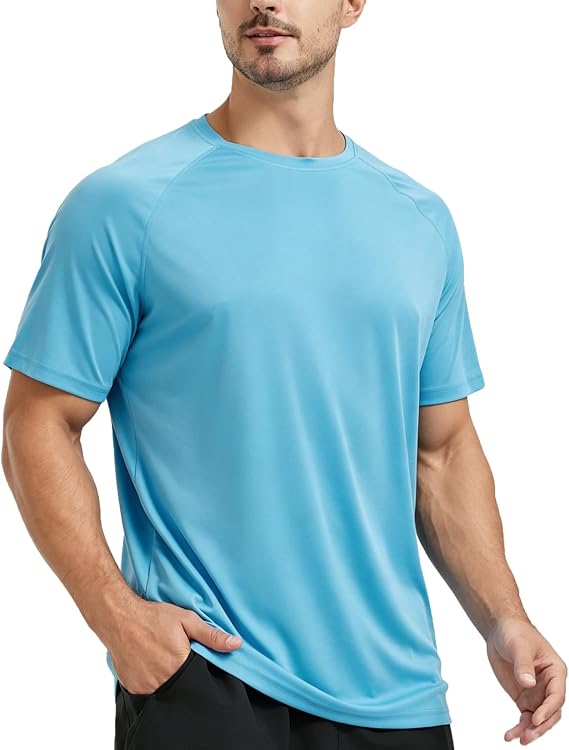 Men's UPF 50+ Sun Protection Short Sleeve Shirt UV Swim Water Shirt