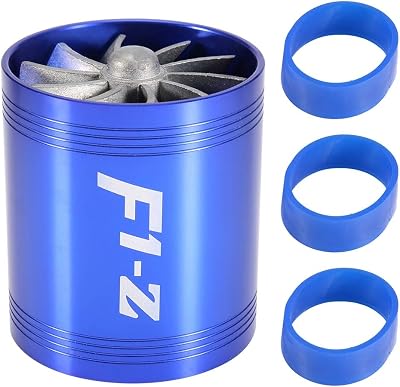 Air Intake Turbonator, Universal Car Air Intake Turbonator Dual Fan Turbine Super Charger Gas Fuel Saver Turbo Blue