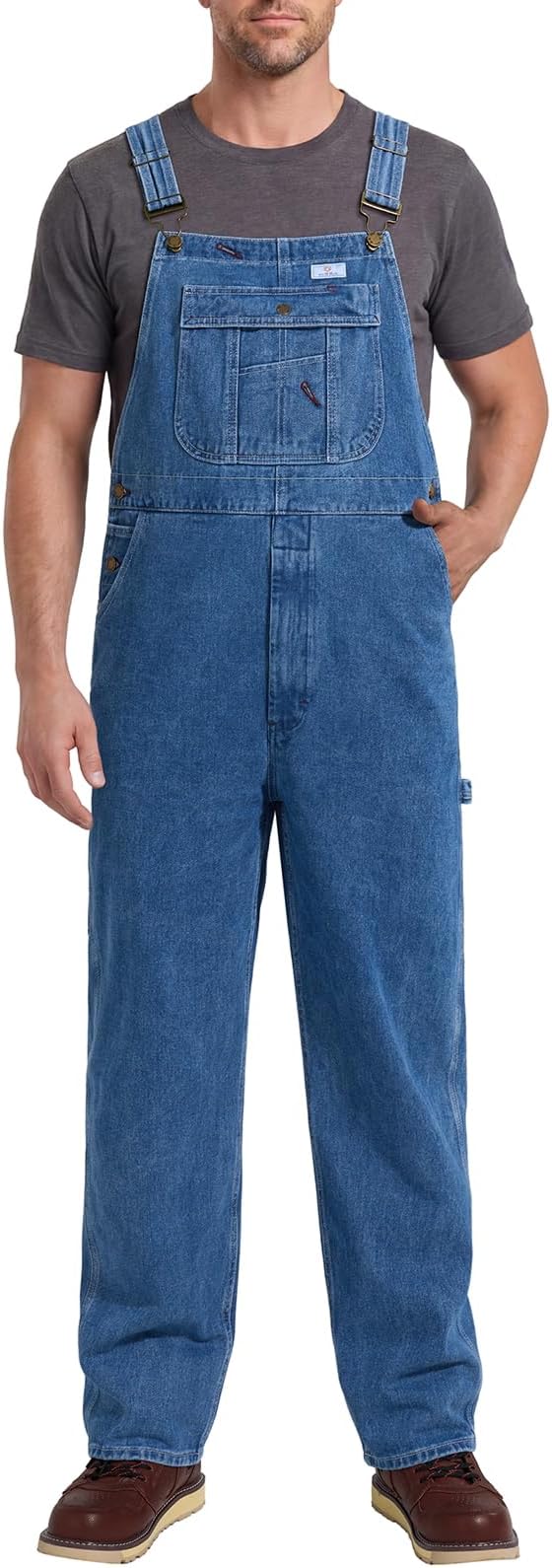 HISEA Overalls for Men Denim Bib Midweight Jean Workwear Relaxed Fit