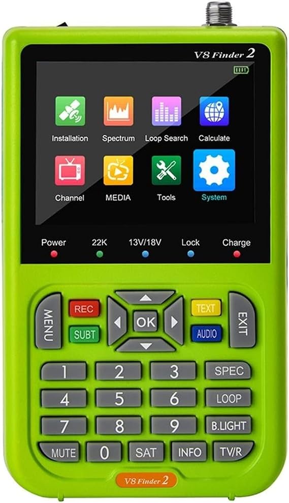 Digital Satellite Finder, 1080p HD V8 Finder 2 Meter DVB-S/S2 Digital Display Satellite Finder Type-C Rechargeable Signal Satellite TV Receiver,Satellite Finder Meter(Star finder)