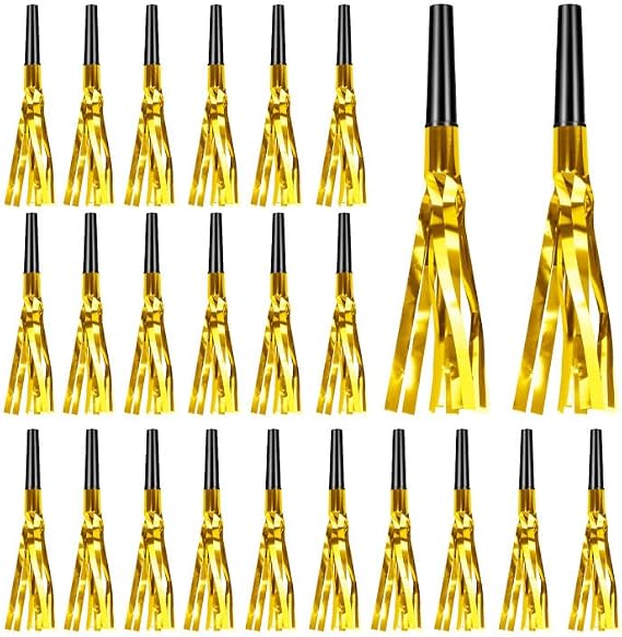 Party Blowers 24 PCS Gold Noise Makers Fun Party Favors Children Birthday | Party Favors kid Noise Makers for Sporting Events Party Whistles Birthday Horns New Years Halloween Party Easter Fathers Day
