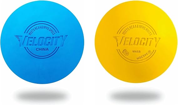 Velocity Lacrosse Balls - 6, 12, 18, 24, 36, 60 and 120 Packs - Official NFHS and College Approved Size Yellow & Blue