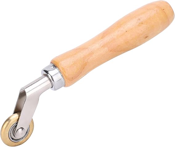 Brass Seam Roller Tool, Durable Smooth Pressing and Welding Hand Roller for Tarpaulin PVC Film Brass Wood Handle 30mm Wheel 175mm Length 1 Pack