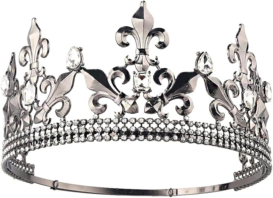 Royal King Crown Men Metal Prince Crowns Tiaras Full Round For Christmas/Wedding/Prom/Pageant/Birthday Party/Photography