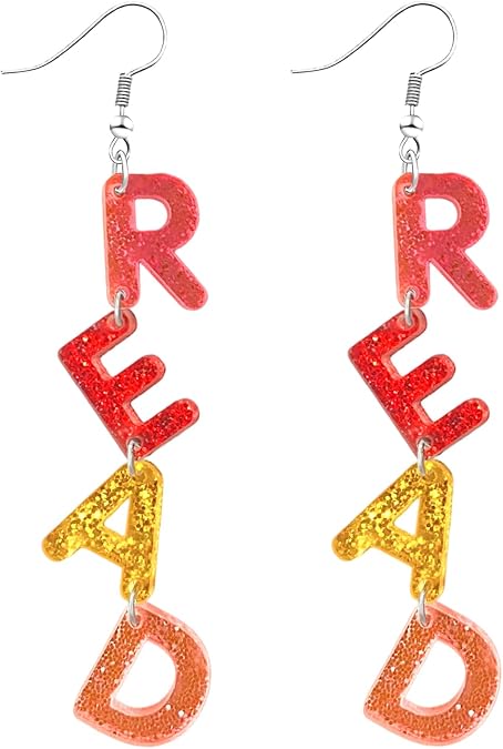 Teacher Earrings for Women fun Teacher Appreciation Earrings Acrylic Lightweight Dangle Drop Earring Fun Teacher Outfits Jewelry Gifts for Teachers-Pink