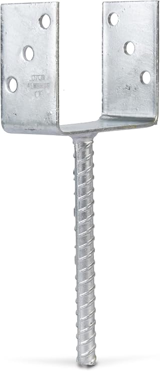 Alberts 214296 U-Post Support | with Concrete Anchor Made of Rippled Steel | hot-dip galvanised | Clear Width 121 mm | Length Concrete Anchor 200 mm