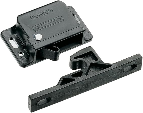 Southco - C3-810-P C3 Series Passivated Plastic Grabber Catch Side Mount Concealed Push-to-Close Latch with Black Spring, 44N Pullup, Black