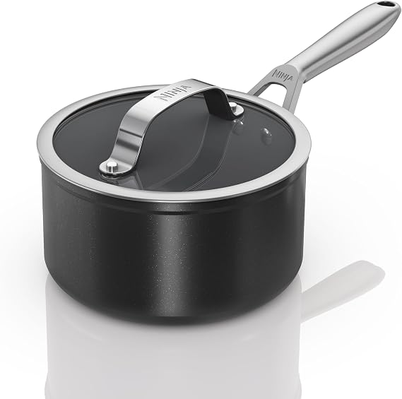 Ninja ZEROSTICK Ceramic Pro 16 cm Saucepan, Black, CW30216UK