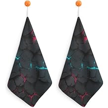 Futuristic Alloy Glowing Energy Veins Cracked Small Hand Towel with Hanging Loop 2 PCS Absorbent Soft Wash Cloth for Kitchen Bathroom