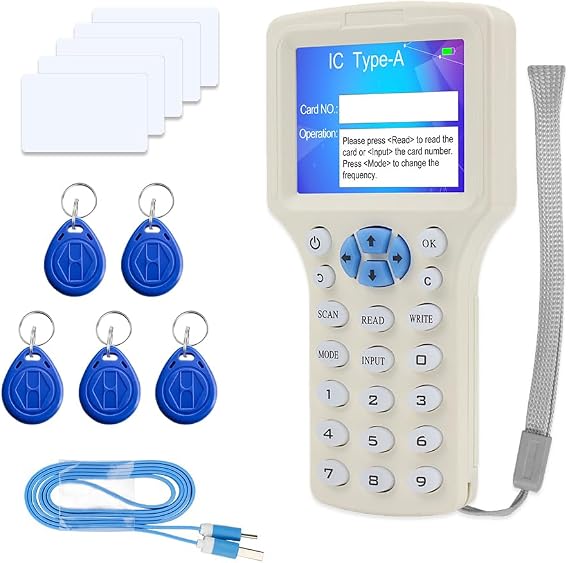 Copier Reader Writer Duplicator NFC Card Reader 125KHz 13.56MHz 10 Frequency RFID Smart Card Color Screen Encrypted Card Decoder with Writable Key Card