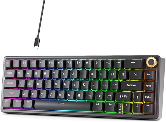 DIERYA DK68E 60% Mechanical Gaming Keyboard, Hot-Swappable, Wired, Black