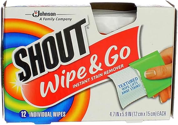Frankel & Frankel Shout Wipes, Portable Stain Treater Towelettes - 12 ea