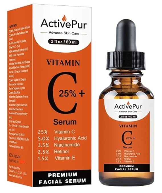 25% Best Vitamin C Serum for Face 2oz/60ml | Vit C Serum Face with Hyaluronic Acid, Vitamin E, Retinol, Ferulic Acid & Niacinamide | Brightening Care for Dark Spots, Fine Lines & Wrinkles