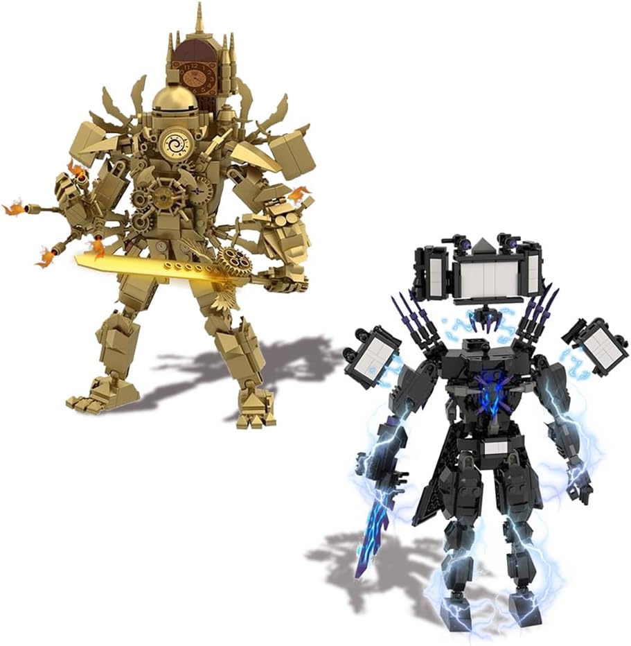 Upgraded Titan Clockman Block Toy, Figure Building Block Set, Movable Figures Set, Reproducible Assembly Block Toy, for Ideas Collectible Building Kit for Kids E - Set