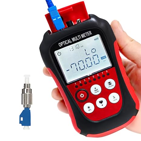Fiber Optic Cable Tester Portable Optical Fiber Power Meter FC/SC/ST Universal Interface Integrated OPM, VFL, and RJ45 Functions (OPM-VFL-3)