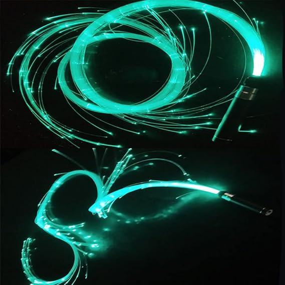 6ft LED Fiber Optic Whip Rechargeable Pixel Whip 3 Glowing Modes for Party Gift (Ice Blue)