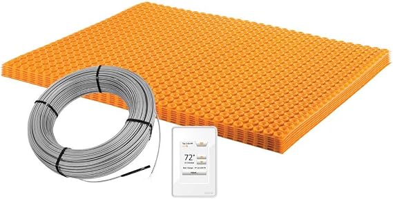 Schluter-Systems DITRA-HEAT (120V) Floor Heat Kit 43.1 sq ft of membrane + 26.7 sq ft cable adaptable to any layout, adds comfort to tile/stone includes, programmable touch thermostat, 2 floor sensors