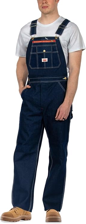 Round House Men's Rigid Denim Overalls Rigid Indigo 34W x 30L