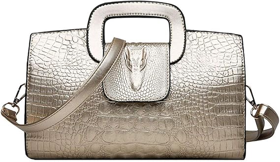 CLARA Women Crocodile Embossed Handbag Vintage Flap Tote Purse Evening Clutch Shoulder Bag