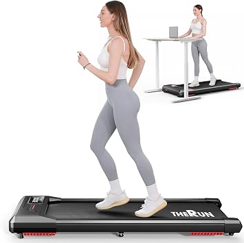 THERUN Walking Pad Under Desk, Portable Mini Treadmill for Home/Office, 2.5HP Jogging Machine with 300 lbs Weight Capacity, Remote Control, LED Display
