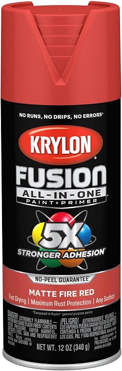 Krylon Fusion All-In-One 12 Oz. Matte Spray Paint, Fire Red - 1 Each