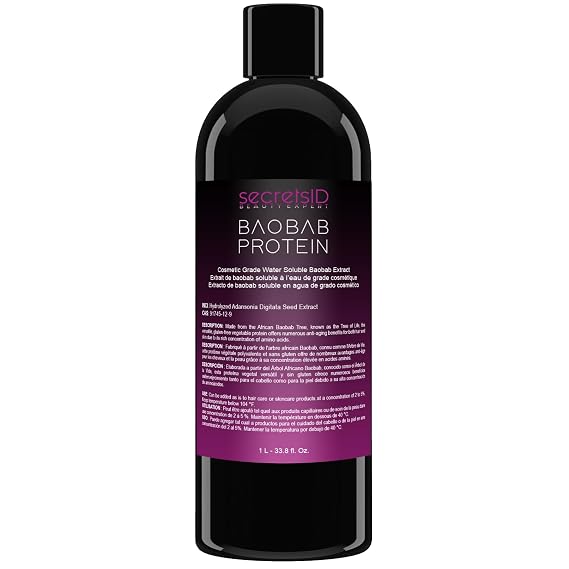 Liquid Baobab Protein - Pure Vegan Hydrolyzed Baobab Extract from African Trees for Haircare and Skincare - 34 Oz