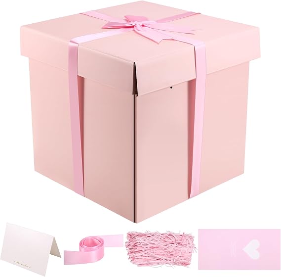 Yocdunm Large Gift Box 12x12x12 inches with Lids Ribbon Tissue Paper Greeting Cards for Christmas Birthday Wedding Anniversary