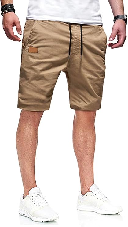 JMIERR Mens Cotton Stretch Shorts Casual Drawstring Twill Chino Shorts
