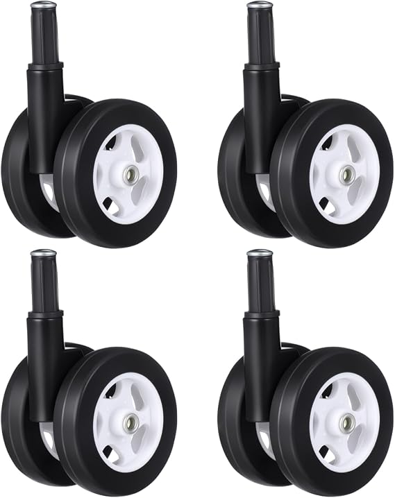 Cabilock 4Pcs Baby Walker Wheels Replacement, Silent Stroller Replacement, Universal Fit Plastic Swivel Caster Wheels for Baby Strollers Walkers