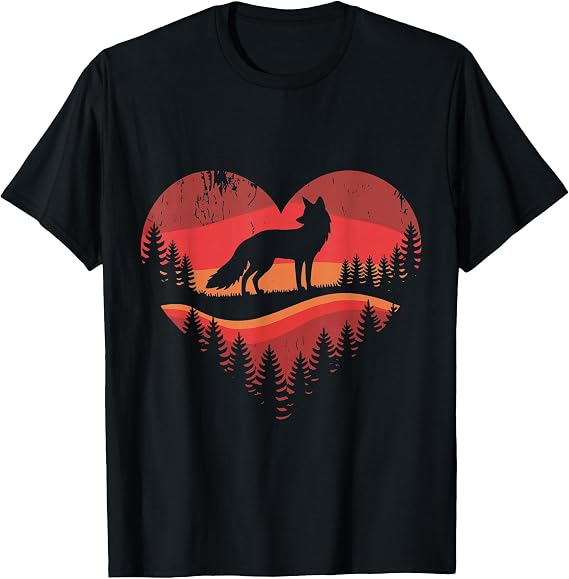 Fox Heart Valentines Animal Fox Lover Men Women Girls Kids T-Shirt