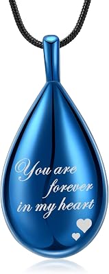 Urn Pendant Necklace Teardrop Cremation Jewelry for Ashes Memorial Keepsake for Women Jewelry Funeral Ashes Holder Collarbone Necklace You are forever in my heart