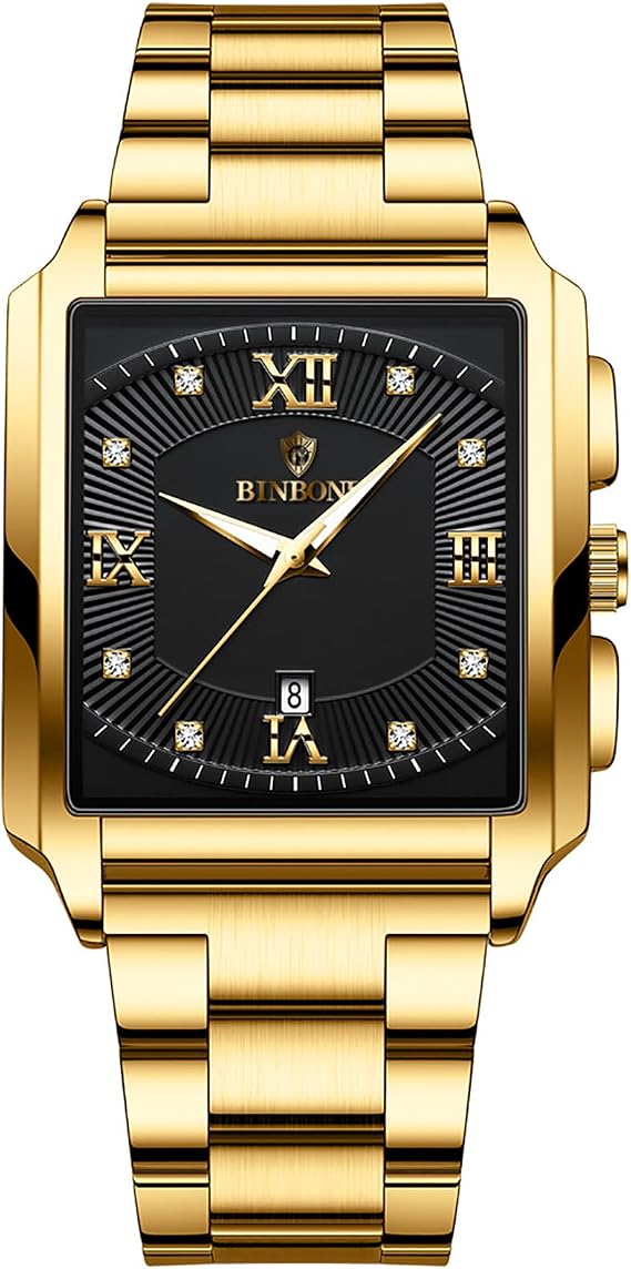 JewelryWe Pair of Watches Digital Watch Stainless Steel Binary Watch Rectangle Bezel LED Sports Watch Blue LED Light Calendar Fashion Cool Partner Watch for Men Women Black/Silver