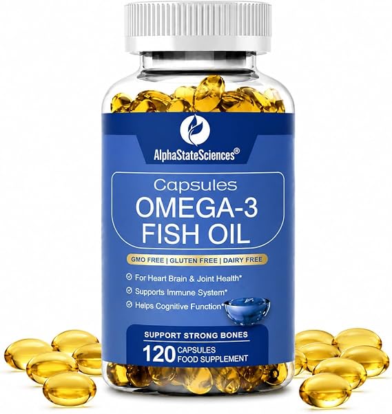 Premium Omega 3 Fish Oil Max Strength 3600mg Boost Heart Health, Brain Function, and Joint Mobility High EPA 1296mg & DHA 864mg Essential Fatty Acids for Optimal Wellness