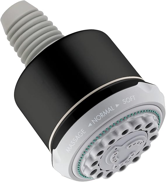 hansgrohe Clubmaster 4-inch Easy Clean Easy Install Showerhead Modern 3-Spray Full, Pulsating Massage, Soft spray with QuickClean in Matte Black, 28496671
